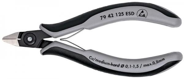 Knipex 7942125ESD Precision Electronics Side Cutter ESD burnished 125 mm