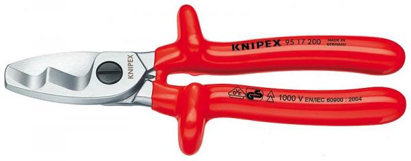Knipex 9517200 Cable Shears with twin cutting edge with dipped insulation, VDE-tested 200 mm