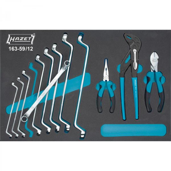 Hazet 163-59/12 Tool Set, Double Box End Wrenches, Pliers