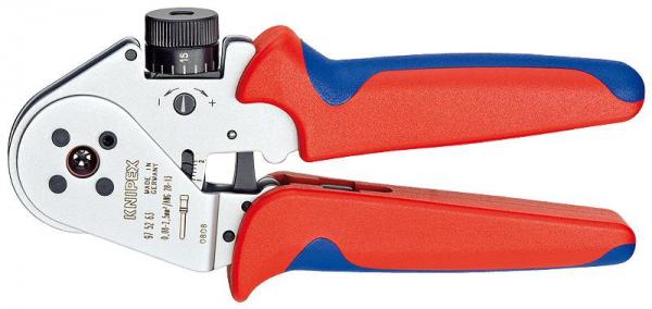 Knipex 975263 Four-Mandrel Crimping Pliers for turned contacts chrome plated 180 mm
