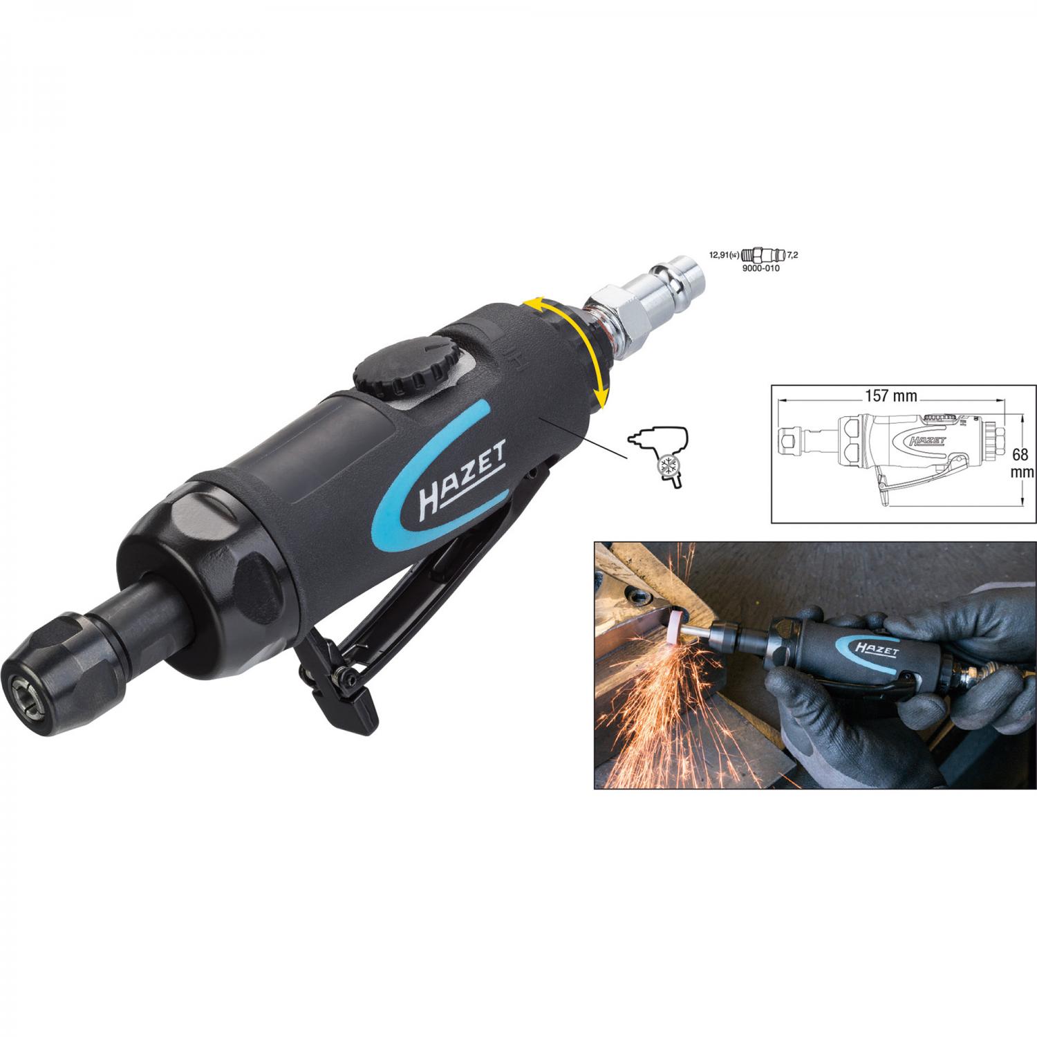 HAZET 9032M Pneumatic Micro grinder for polishing burnishing and deburring