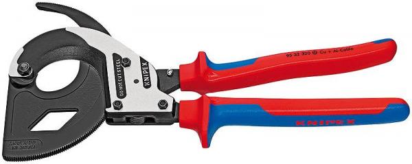 Knipex 9532320 Cable Cutter (ratchet principle, 3-stage) with multi-component grips 320 mm