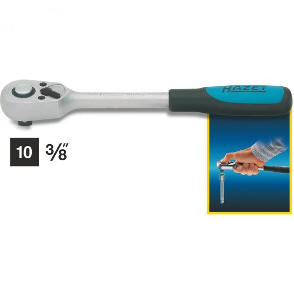 Hazet 8816S Reversible Ratchet · Square, solid 10 mm (3/8 inches) · l: 199 mm