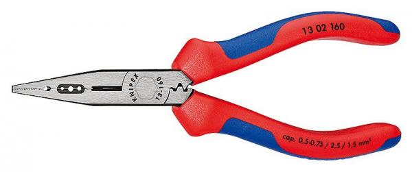 Knipex 1302160 Electricians' Pliers black atramentized with multi-component grips 160 mm