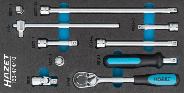 Hazet 163-474/10 3/8" Ratchet, speeder and extension set