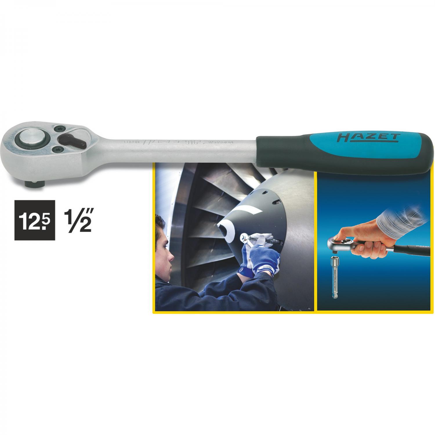 Hazet 916S Reversible Ratchet 1/2“ Ratchets Range of 1/2“ Sockets