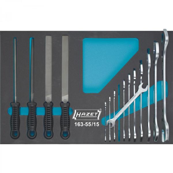 Hazet 163-55/15 Tool Set, Double Open End Wrenches, Files