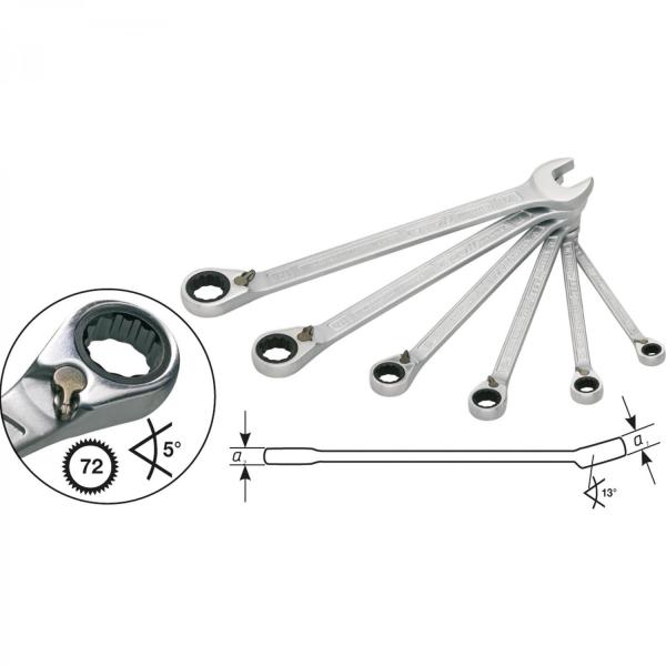 Hazet 606/6-1 6-piece Ratcheting Combination Wrench Set