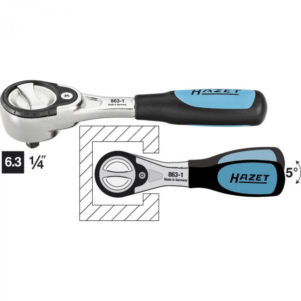Hazet 863-1 Fine-Tooth Reversible Ratchet 1/4“ Drive