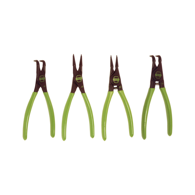 RECA Green circlip pliers set, 4 pieces, dipinsulated Green Pliers