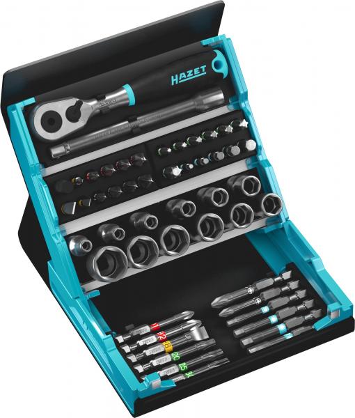 Hazet 2200SC-2 1⁄4" socket wrench and bit set, 50-piece