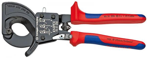 Knipex 9531250 Cable Cutter (ratchet action) with multi-component grips 250 mm