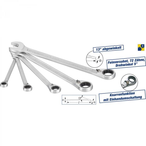 Hazet 606/5 5-piece Ratcheting Combination Wrench Set