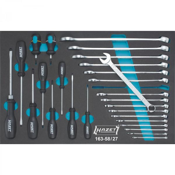 Hazet 163-58/27 Tool Set, Combination Wrenches, Screwdrivers