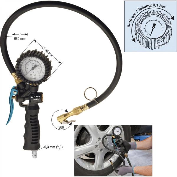 HAZET Tyre inflator, calibrated 9041-2