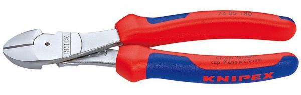 Knipex 7405180 High Leverage Diagonal Cutter chrome plated with multi-component grips 180 mm