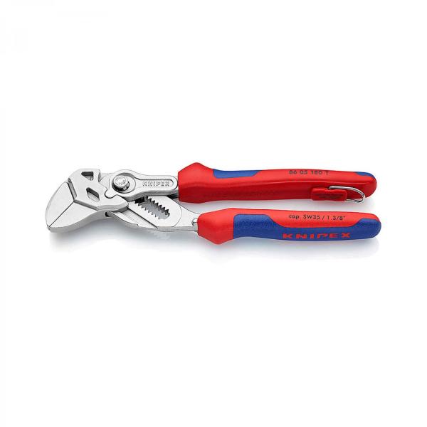 KNIPEX 8605T Pliers Wrench tethered with multi-component grips chrome plated