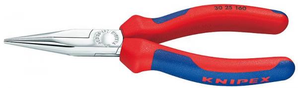 Knipex 3025190 Long Nose Pliers chrome plated with multi-component grips 190 mm