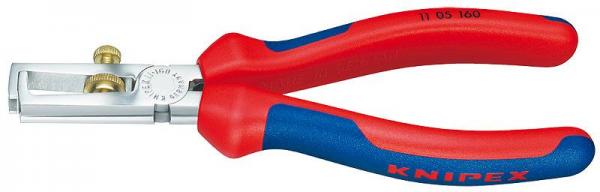 Knipex 1105160 Insulation Stripper chrome plated with multi-component grips 160 mm